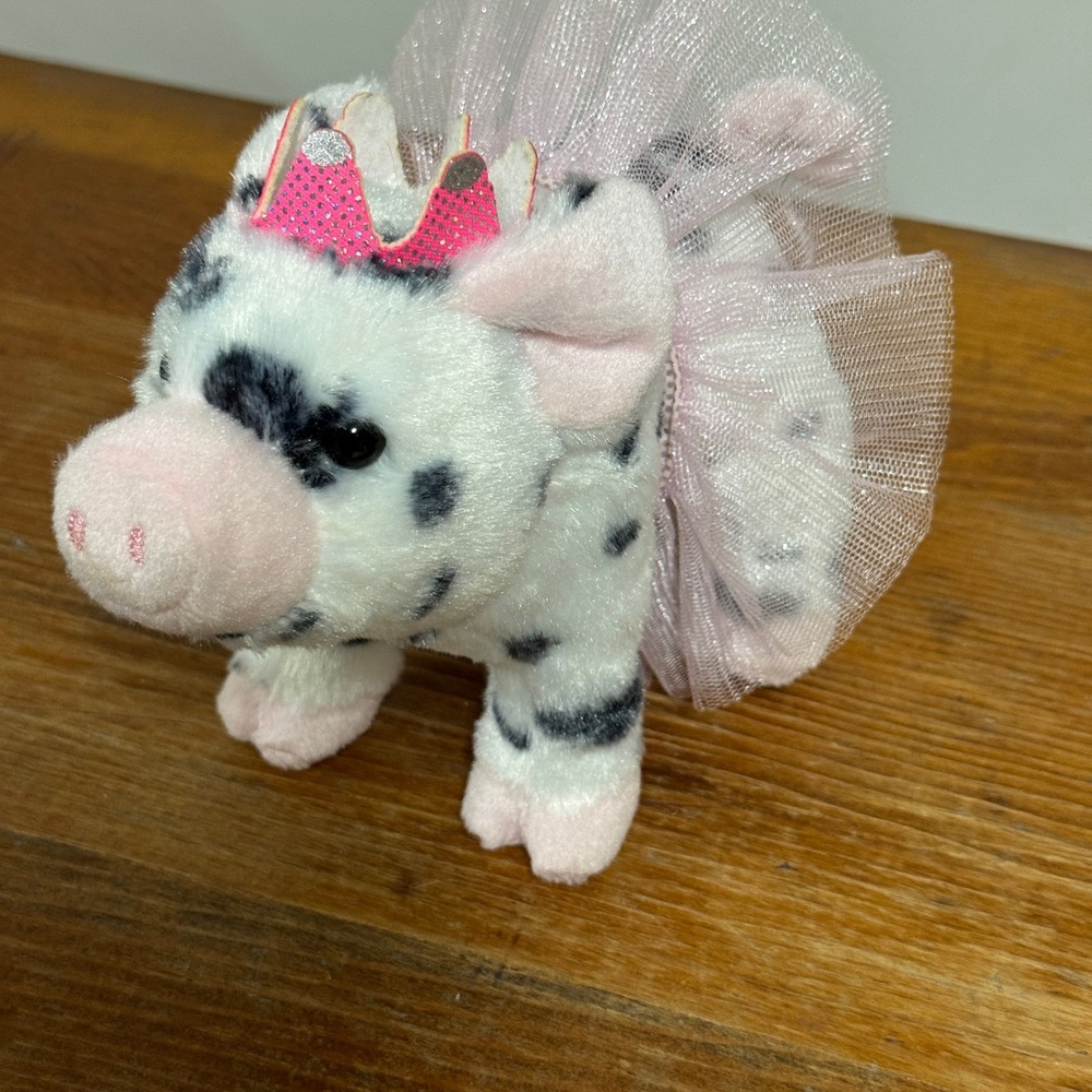 Douglas‎ Plush Spotted Pig Ballerina with Pink Glitter Crown and Tutu 7 Inch